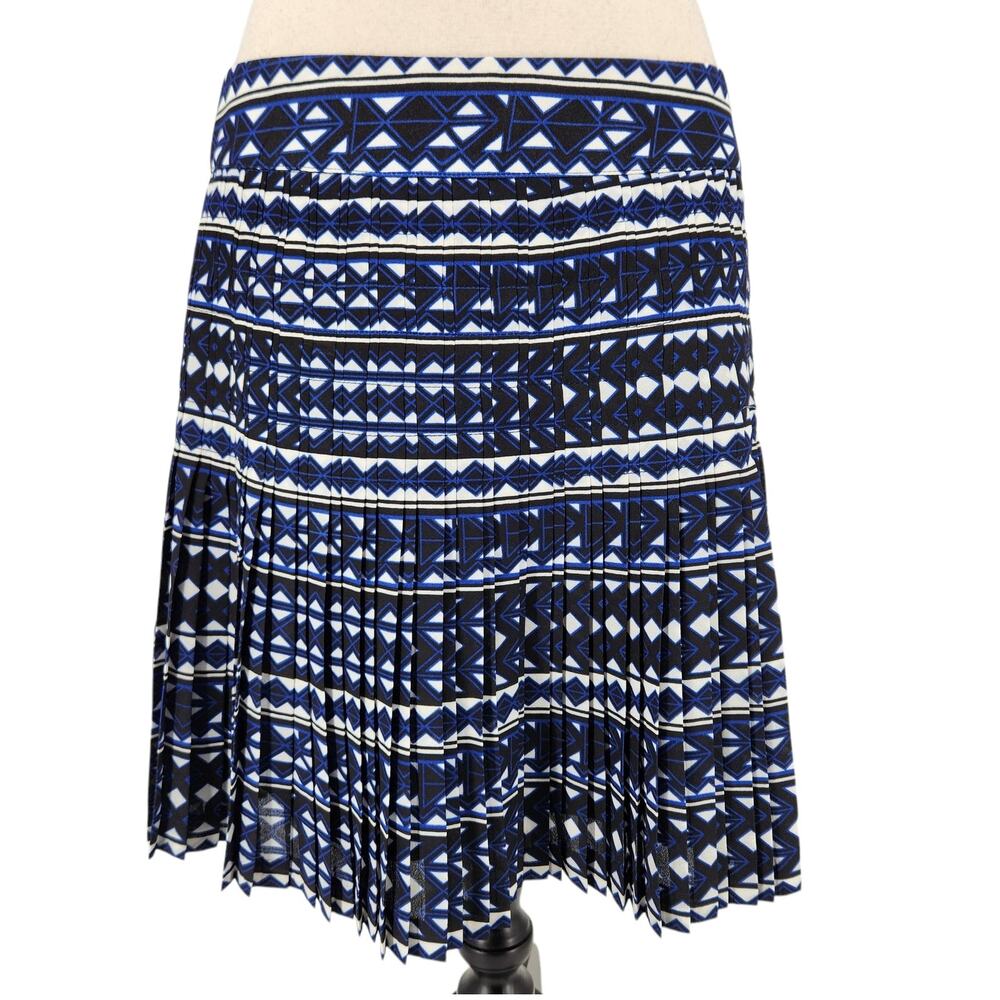 J Crew Pleated Ikat Print Mini Skirt Blue Womens Size 6